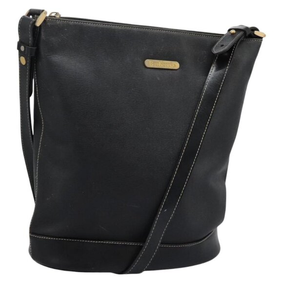 Burberrys Shoulder Bag Leather Black Gold Auth bs23277 - Picture 1 of 16